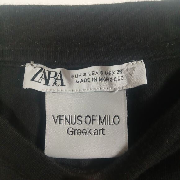 ZARA Venus de Milo Greek Art “Arte Classica” Black Graphic T-Shirt S Artsy EUC - Picture 5 of 10